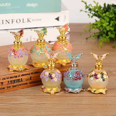 2019 hot selling high end butterfly design 25ml frosted essential oil bottle