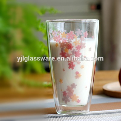 Hot selling wholesale price double wall drinking water glass with custom logo