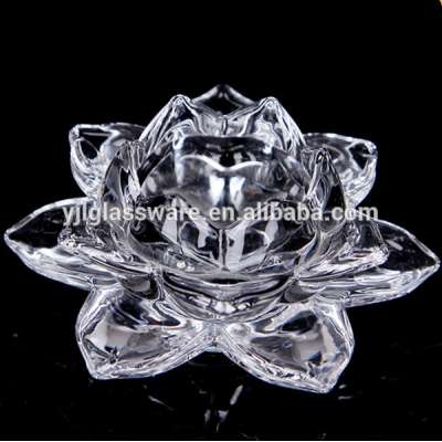 wholesale factory price fancy design clear lotus glassware candle holders