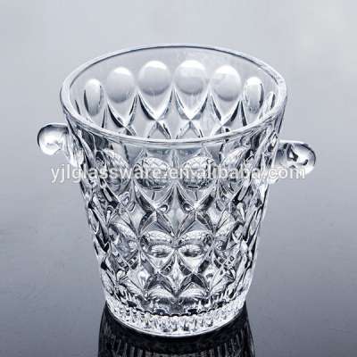 Hot selling wholesale price fancy design embossed 1060ml glass ice bucket