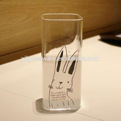 hand blown square shape bulk drinking glass with custom logo