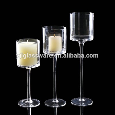 2018 best selling hand blown long-stemmed glass candle holder