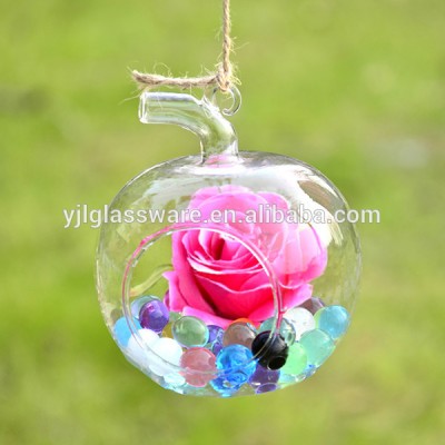 wholesale price hand made apple shaped hanging glass vase