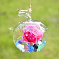 wholesale price hand made apple shaped hanging glass vase