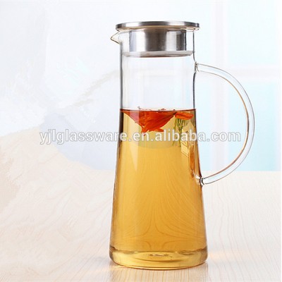 2018 hot sale pyrex glass pitcher with lid and handle