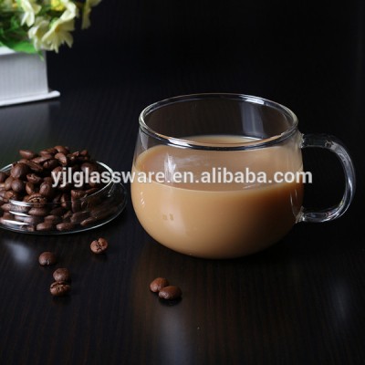 2018 hot selling hand blown 300ml borosilicate bulk glass coffee mug