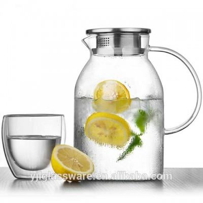 100% mouth blown wholesale price 1800ml glass water pitcher