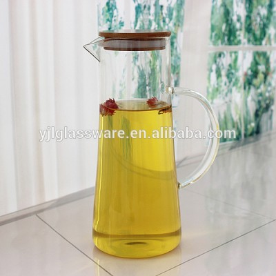 2018 hot selling heat resistant glass decanter water with bamboo lid