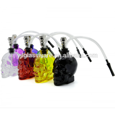 2018 hot sale new style popular skull shape glass bottle hookah