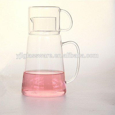 mouth blown fancy design 1300ml glass water pitcher