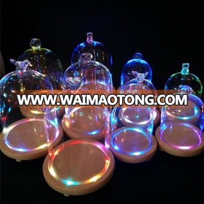 2017 hot selling hand blown glowing glass bell jar dome