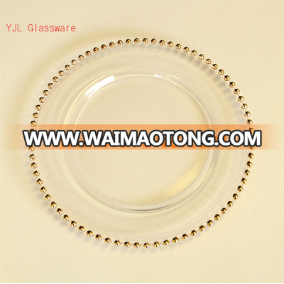 wholesale silver/gold glass beaded charger plate for wedding and event