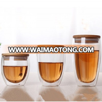 2017 best selling hand blown double wall drinking glass for coffee